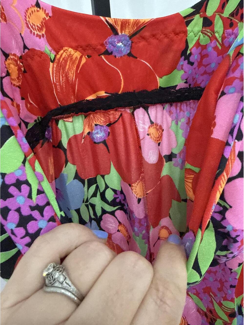 Floral Print Sleeveless Maxi Dress Handmade 70s Bright Funky Dress - Picture 5 of 8